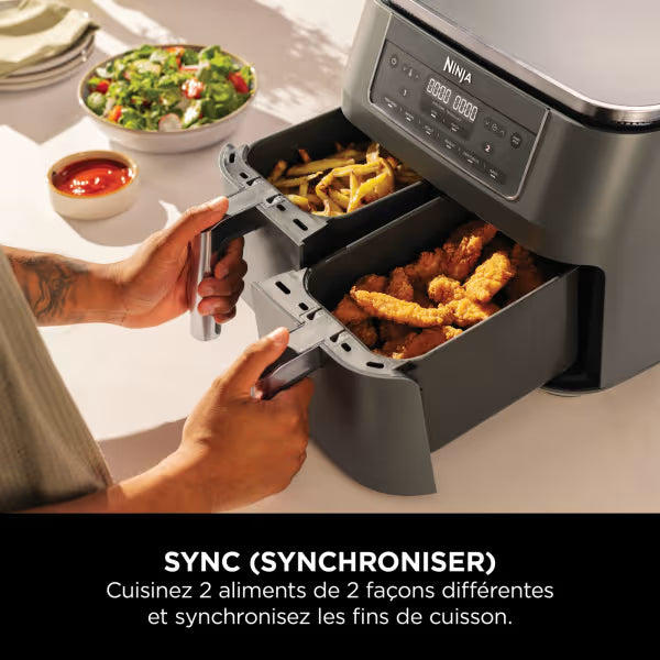 Air fryer Ninja double compartiment XL, 6-en-1, 7,6 L, Gris, DZ300EU
