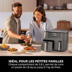 Air fryer Ninja double compartiment XL, 6-en-1, 7,6 L, Gris, DZ300EU