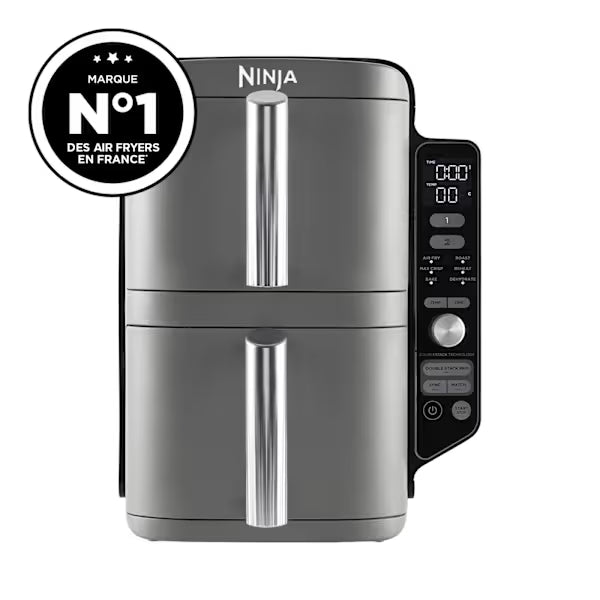 Air Fryer Ninja Double Stack XL 2 tiroirs superposés 6-en-1, 9,5 L avec thermosonde, Gris SL451EU