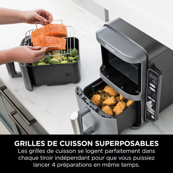 Air Fryer Ninja Double Stack XL 2 tiroirs superposés 6-en-1, 9,5 L avec thermosonde, Gris SL451EU