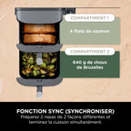 Air Fryer Ninja Double Stack XL 2 tiroirs superposés 6-en-1, 9,5 L avec thermosonde, Gris SL451EU