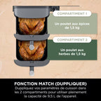 Air Fryer Ninja Double Stack XL 2 tiroirs superposés 6-en-1, 9,5 L avec thermosonde, Gris SL451EU