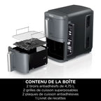 Air Fryer Ninja Double Stack XL 2 tiroirs superposés 6-en-1, 9,5 L avec thermosonde, Gris SL451EU