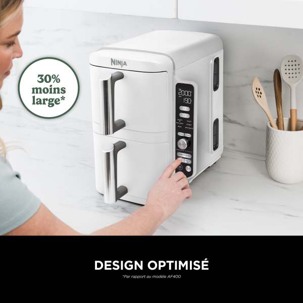 Air fryer Ninja Double Stack XL 2 tiroirs superposés 6-en-1, 9,5 L, Blanc SL400EUWH