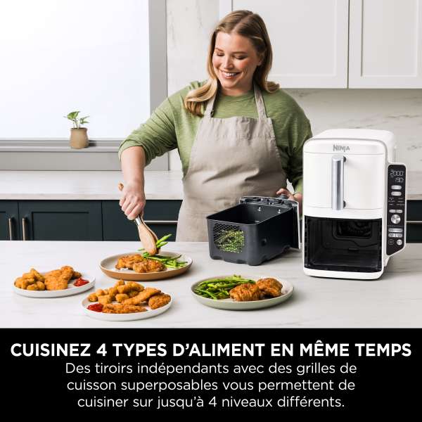 Air fryer Ninja Double Stack XL 2 tiroirs superposés 6-en-1, 9,5 L, Blanc SL400EUWH