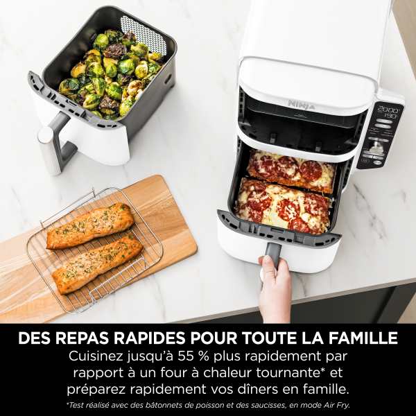 Air fryer Ninja Double Stack XL 2 tiroirs superposés 6-en-1, 9,5 L, Blanc SL400EUWH