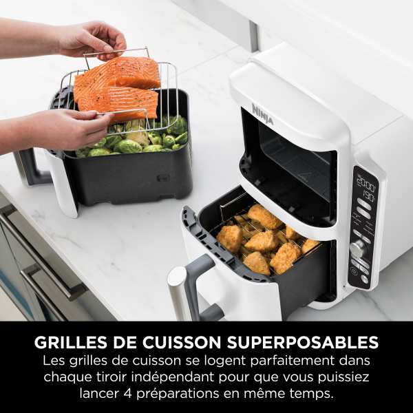 Air fryer Ninja Double Stack XL 2 tiroirs superposés 6-en-1, 9,5 L, Blanc SL400EUWH
