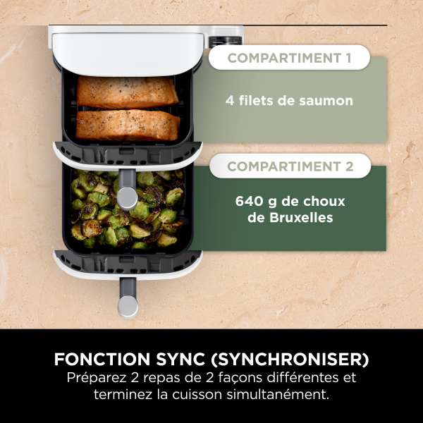 Air fryer Ninja Double Stack XL 2 tiroirs superposés 6-en-1, 9,5 L, Blanc SL400EUWH