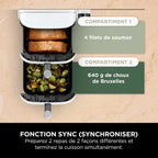 Air fryer Ninja Double Stack XL 2 tiroirs superposés 6-en-1, 9,5 L, Blanc SL400EUWH