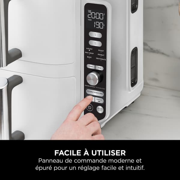Air fryer Ninja Double Stack XL 2 tiroirs superposés 6-en-1, 9,5 L, Blanc SL400EUWH