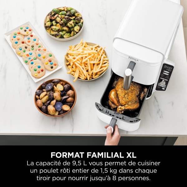 Air fryer Ninja Double Stack XL 2 tiroirs superposés 6-en-1, 9,5 L, Blanc SL400EUWH