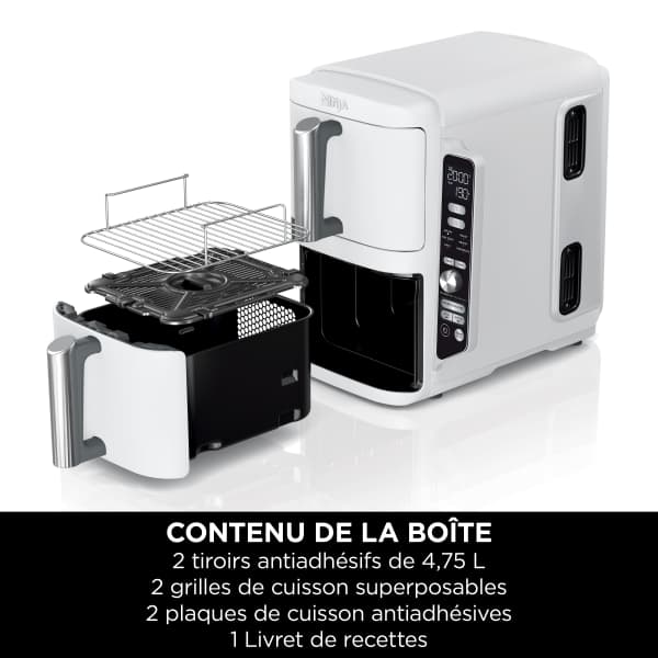 Air fryer Ninja Double Stack XL 2 tiroirs superposés 6-en-1, 9,5 L, Blanc SL400EUWH