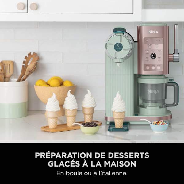 Machine à glace à l’italienne Ninja CREAMi Scoop & Swirl 13-en-1, Matcha-Fraise