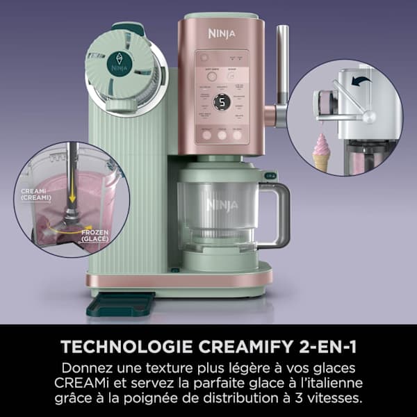 Machine à glace à l’italienne Ninja CREAMi Scoop & Swirl 13-en-1, Matcha-Fraise