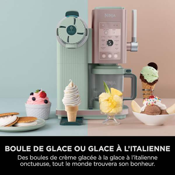 Machine à glace à l’italienne Ninja CREAMi Scoop & Swirl 13-en-1, Matcha-Fraise