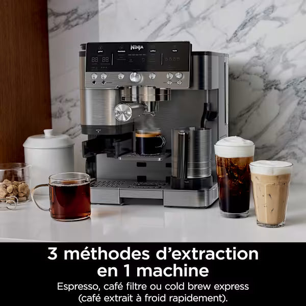 Pack Machine Espresso Ninja Luxe Café Premier avec solution détartrante et boite à marc