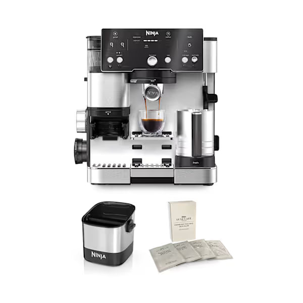 Pack Machine Espresso Ninja Luxe Café Essential avec solution détartrante et boite à marc