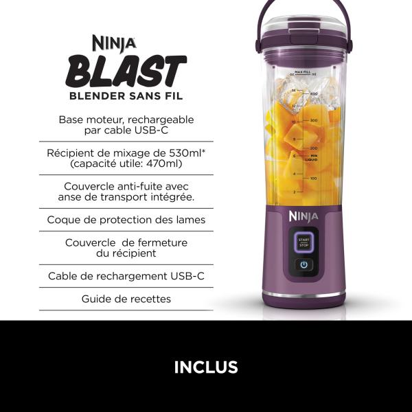 Blender portable sans fil Ninja Blast – Violet [BC151EUPR]
