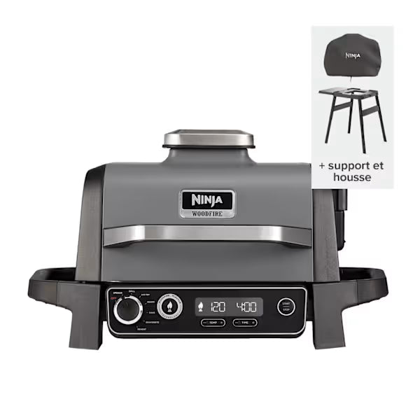 Barbecue électrique & Fumoir Ninja Woodfire avec support et housse