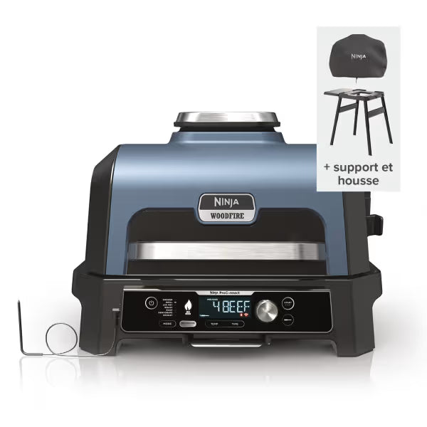 Barbecue électrique et fumoir Ninja Woodfire Pro Connect XL avec support et housse