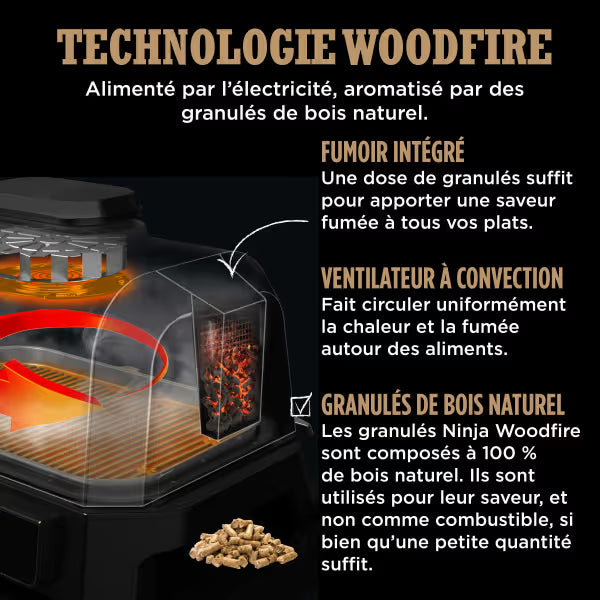 Barbecue électrique et fumoir Ninja Woodfire Pro Connect XL avec support et housse