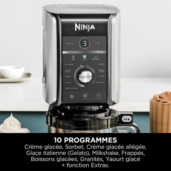 Pack Machine à glace Ninja CREAMi Deluxe 10-en-1 et Machine à boissons glacées Ninja SLUSHi